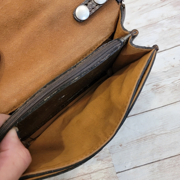 Patricia Nash Brown and Blue Floral Leather Crossbody Bag - Picture 9 of 13